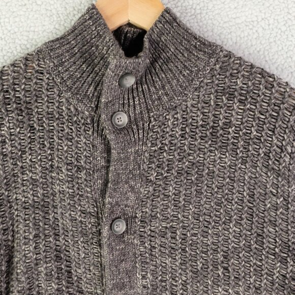 Theory Sweater Mens Extra Large Heathered Gray Knit Button Up Wool - Picture 2 of 9